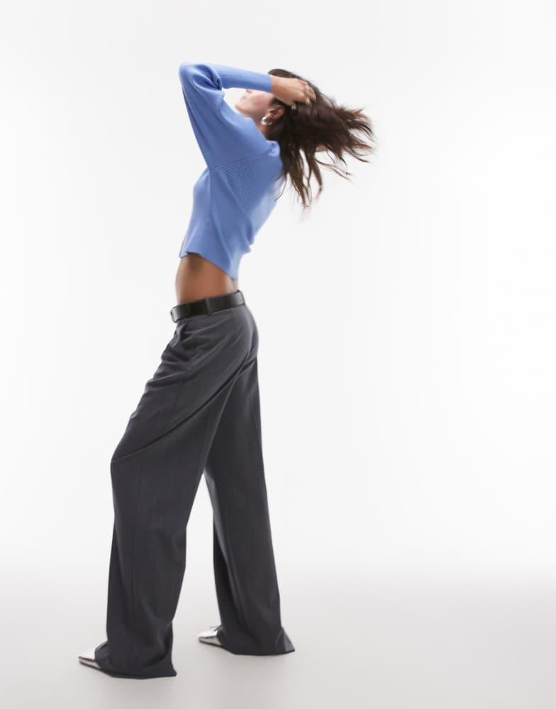 & Other Stories & Other Stories compact cardigan with split cuffs and sculptural sleeves in blue