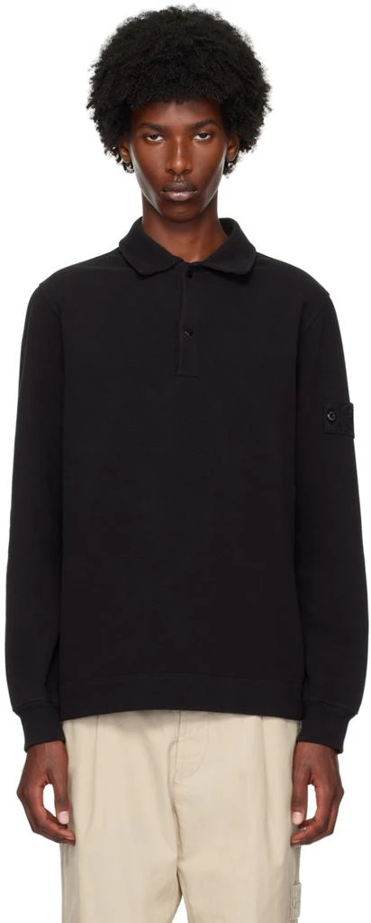 Stone Island Black Logo Patch Polo 1
