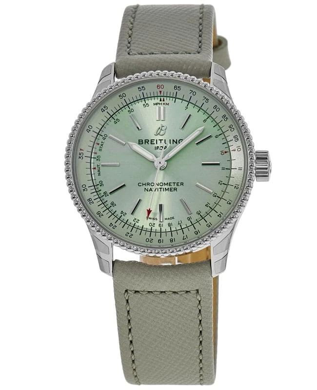 Breitling Breitling Navitimer Automatic 35 Green Dial Leather Strap Women's Watch A17395361L1P3