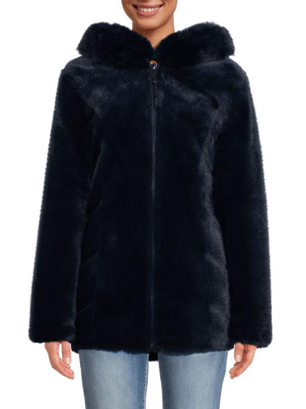 BELLE FARE Faux Mink Hooded Zip Jacket