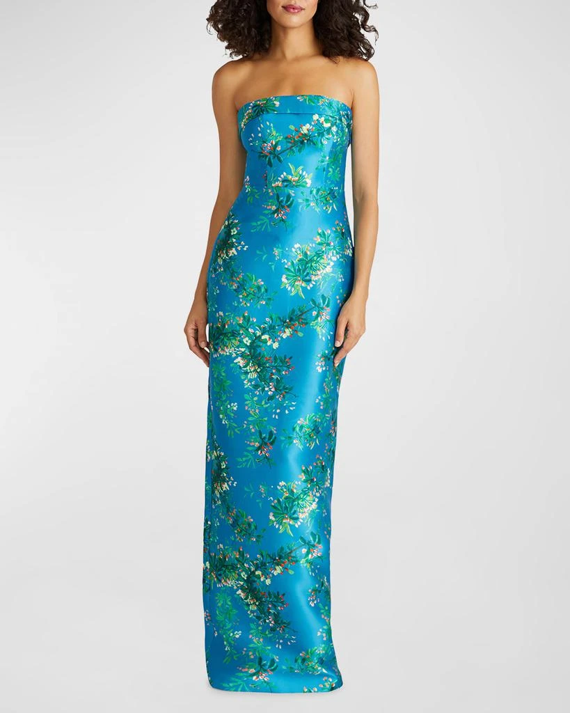 Theia Cleo Strapless Floral Column Gown 2