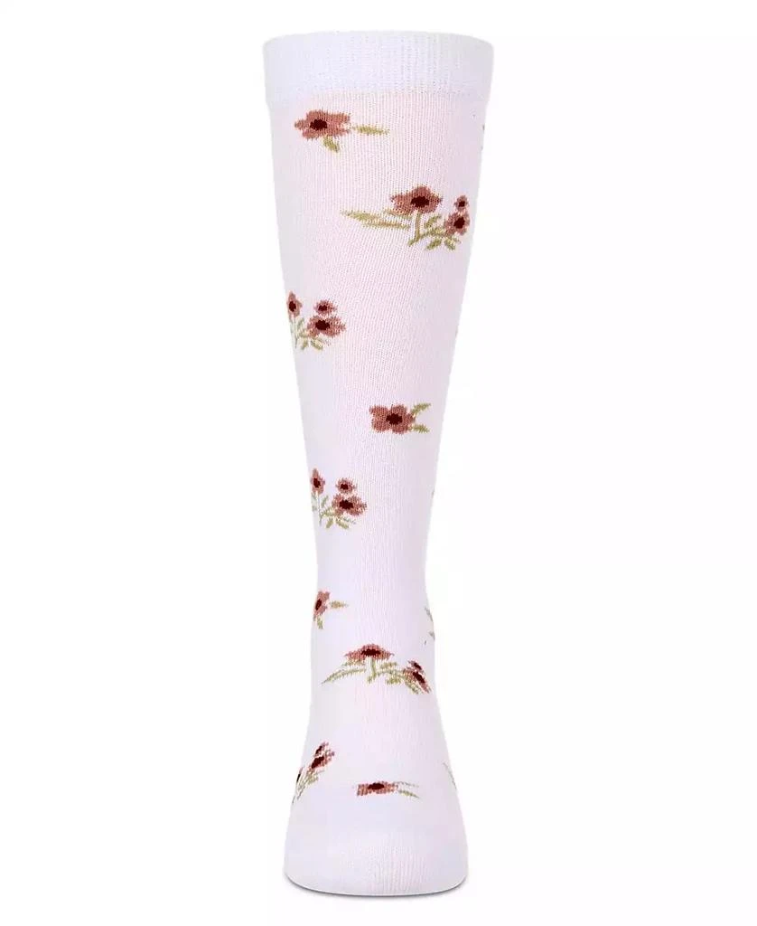 Memoi Little Girls Opaque Stretch Cotton "Blissful Bloom" Knee High Sock 2