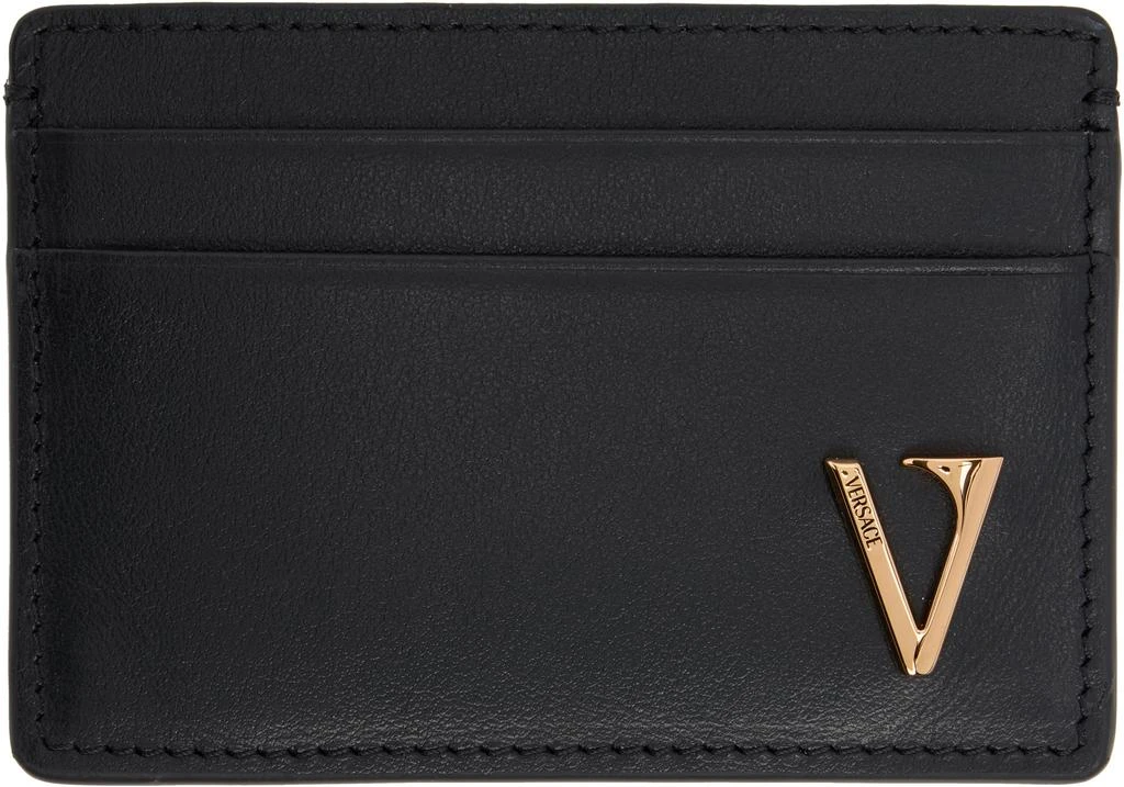 Versace Black 'V' Leather Card Holder