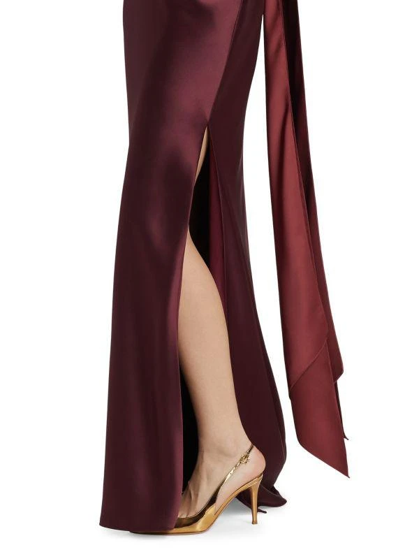 Amsale Halterneck Satin-Trimmed Gown 4