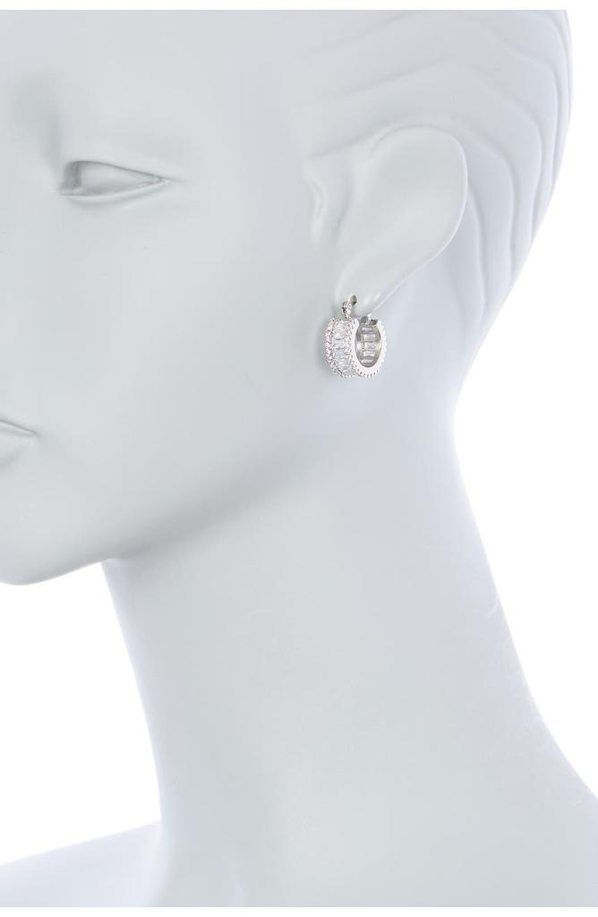 Rivka Friedman Rhodium Clad Cubic Zirconia Encrusted Huggie Earrings