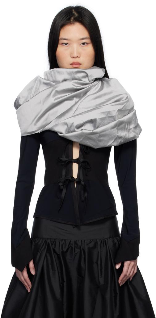 PAULA CANOVAS DEL VAS Black & Grey Puff Cardigan