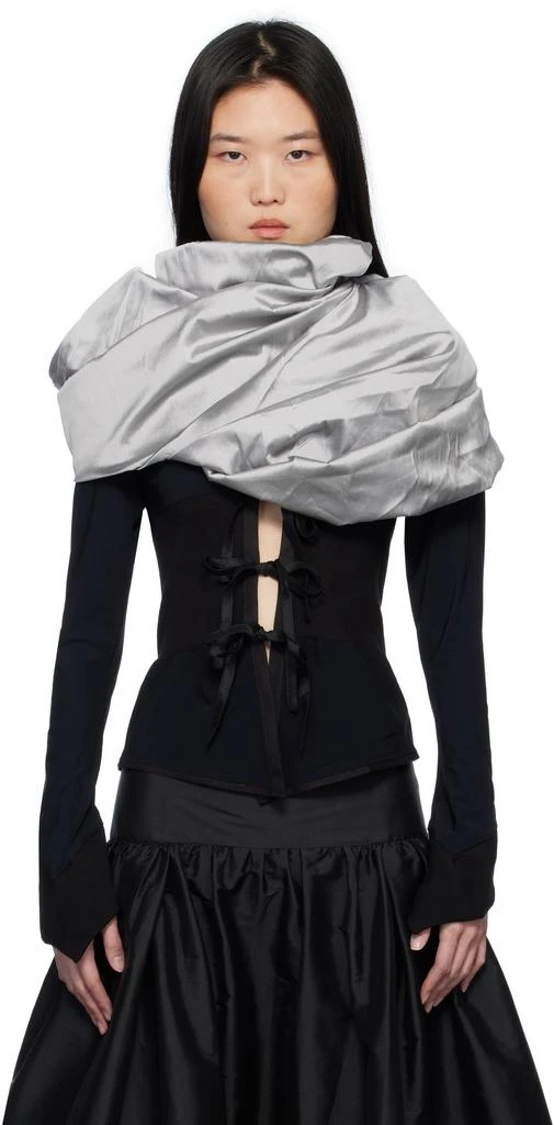 PAULA CANOVAS DEL VAS Black & Grey Puff Cardigan 1