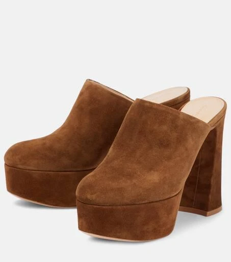Gianvito Rossi Suede platform mules 5