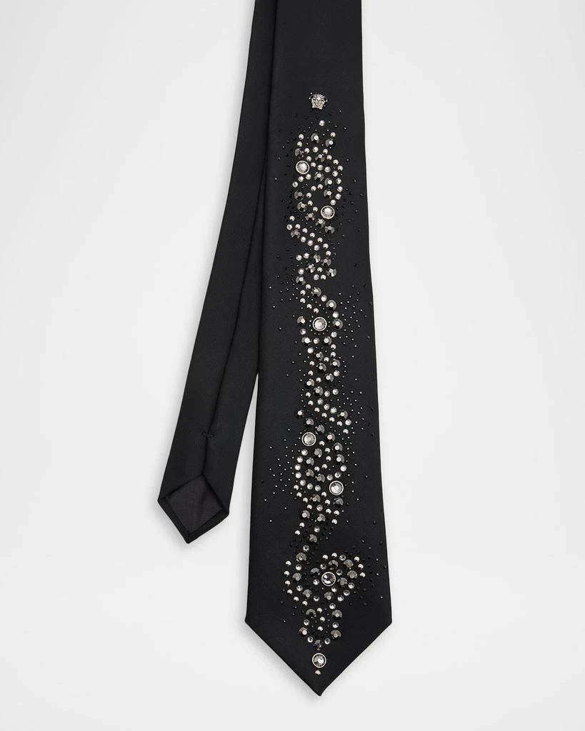 Versace Men
s Wool Blend Medusa Rhinestone-Embellished Tie 2