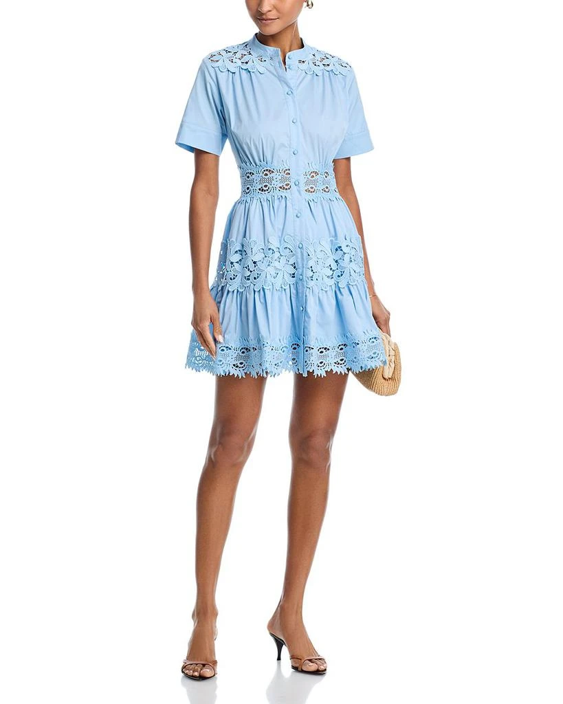 Aqua Lace Inset Poplin Shirt Dress - Exclusive - Sky Blue - XL Aqua Lace Inset Poplin Shirt Dress - Exclusive - Sky Blue - XL