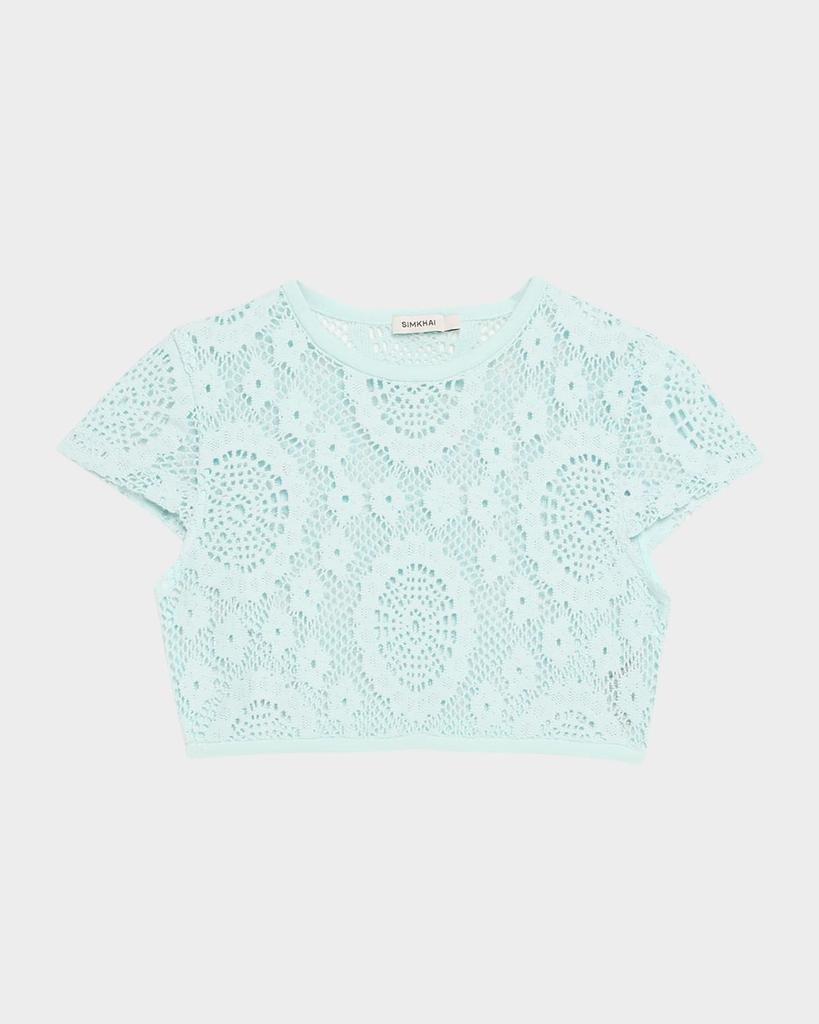 SIMKHAI Lidie Open-Knit Crop Top
