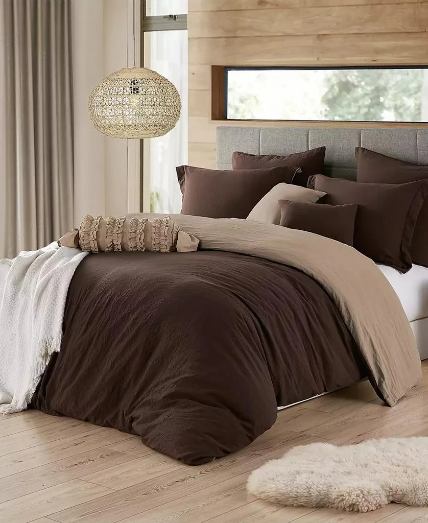 Macy's Cathay Home Inc. Ultra Soft Reversible Crinkle Duvet Cover Set 4