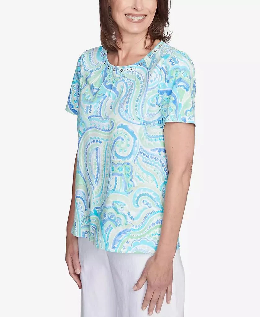 Alfred Dunner Petite  Pleated Crew Neck Paisley Top 3