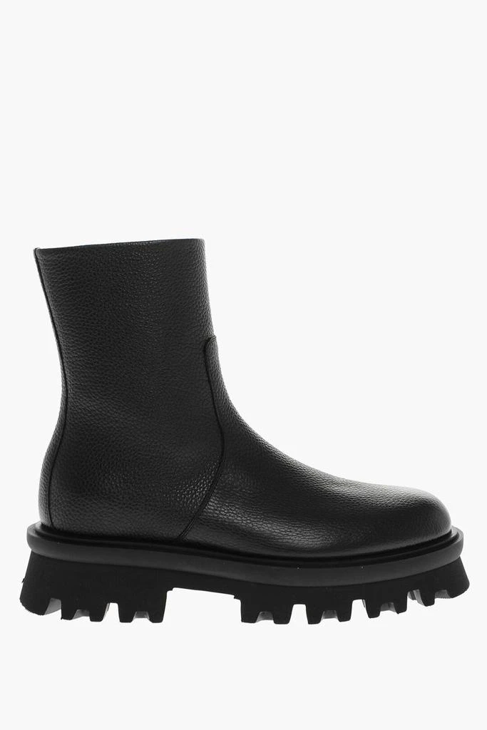Salvatore Ferragamo Textured Leather Klem Booties With Carrion Sole 3