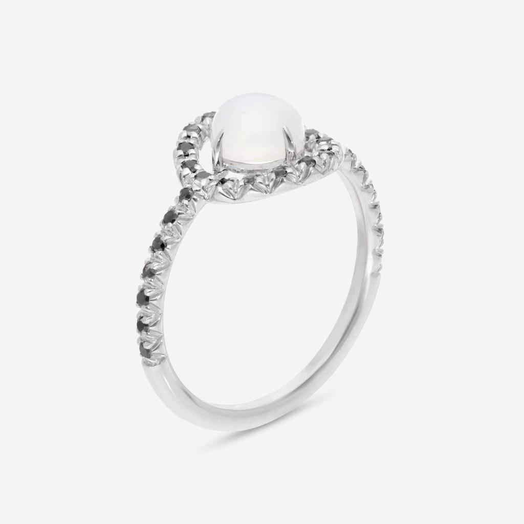 SuperOro SuperOro Re 18K White Gold White Moonstone Statement Ring RE/A003