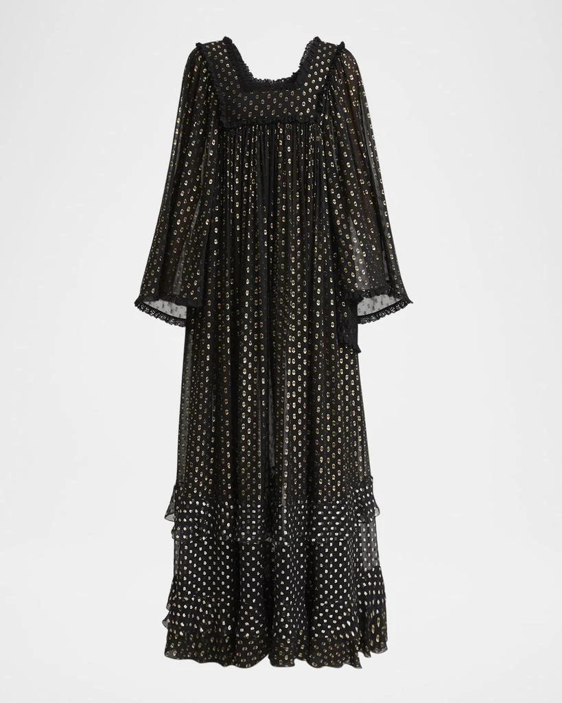 Chloé Metallic Polka-Dot Long-Sleeve Maxi Dress 1