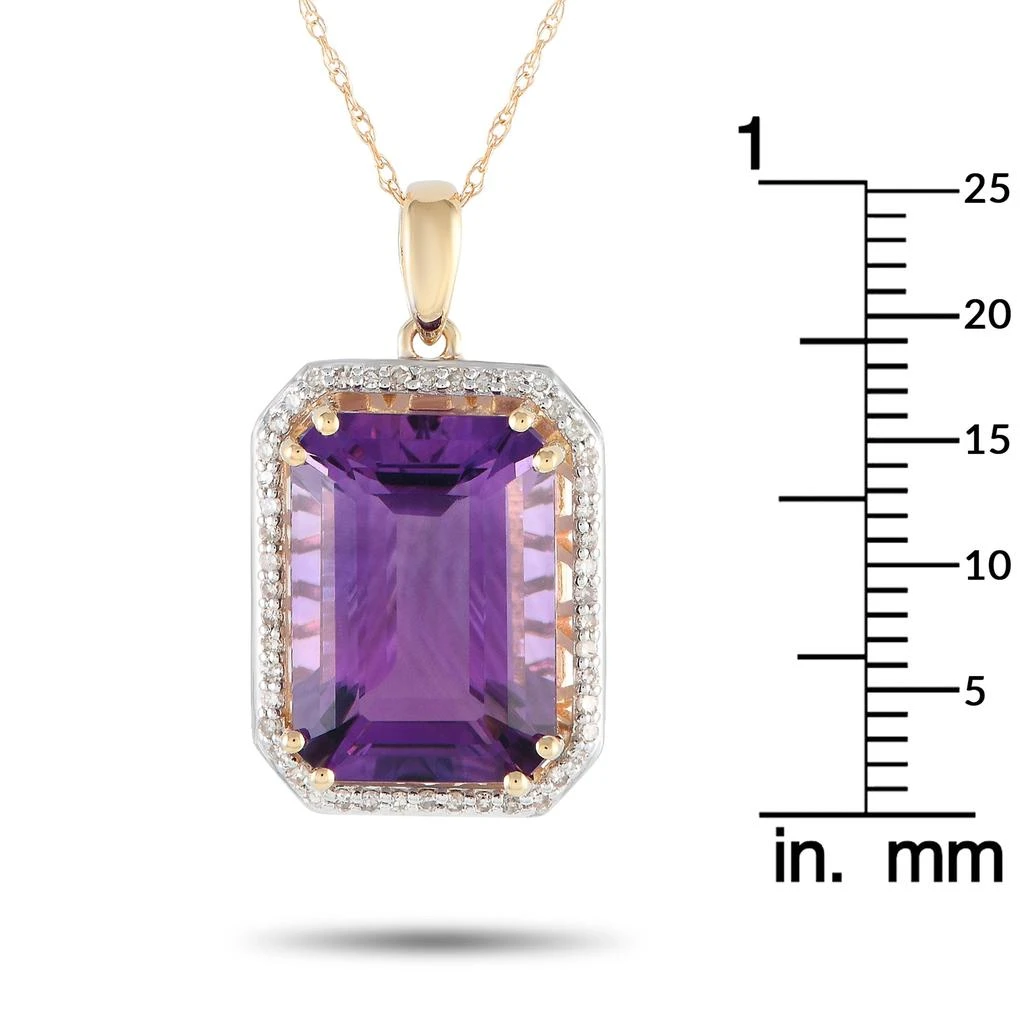 LB Exclusive 14K Yellow Gold 0.20ct Diamond and Amethyst Pendant Necklace PD4-15513YAM 4