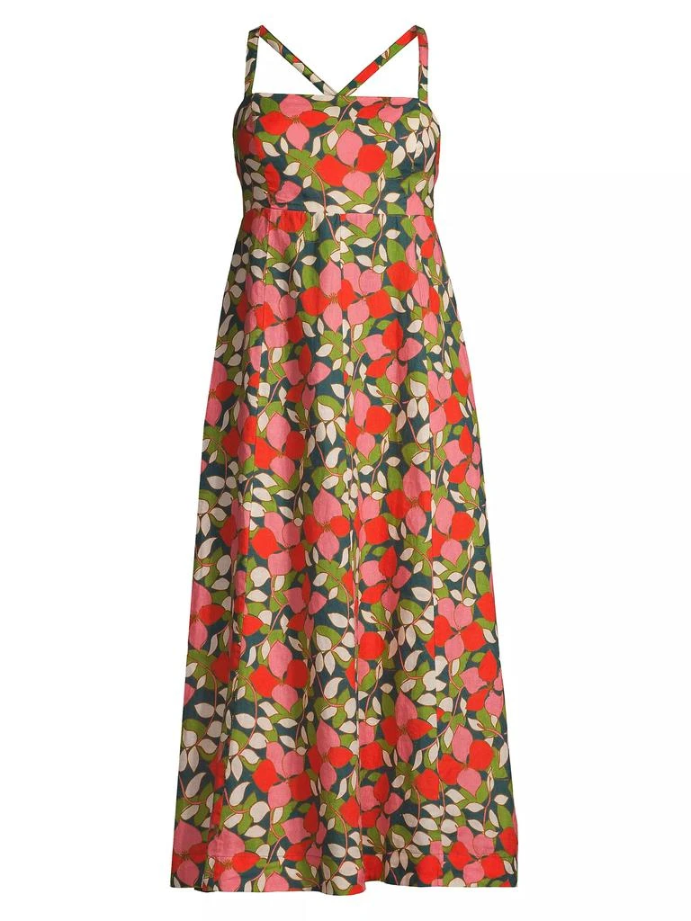 Birds of Paradis Sandrine Floral Linen Midi-Dress 1