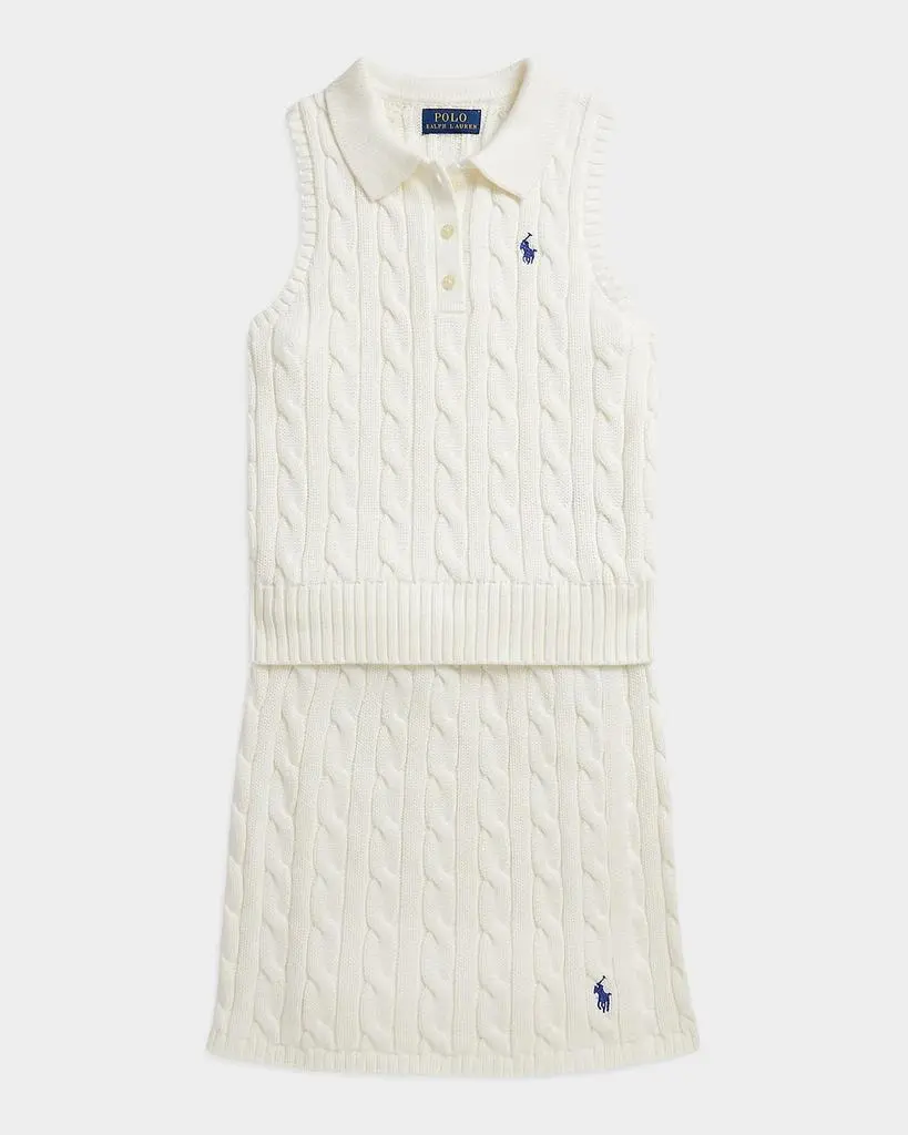 Ralph Lauren Little Girl's & Girl's Cotton Polo Sweater & Faux-Wrap Skirt