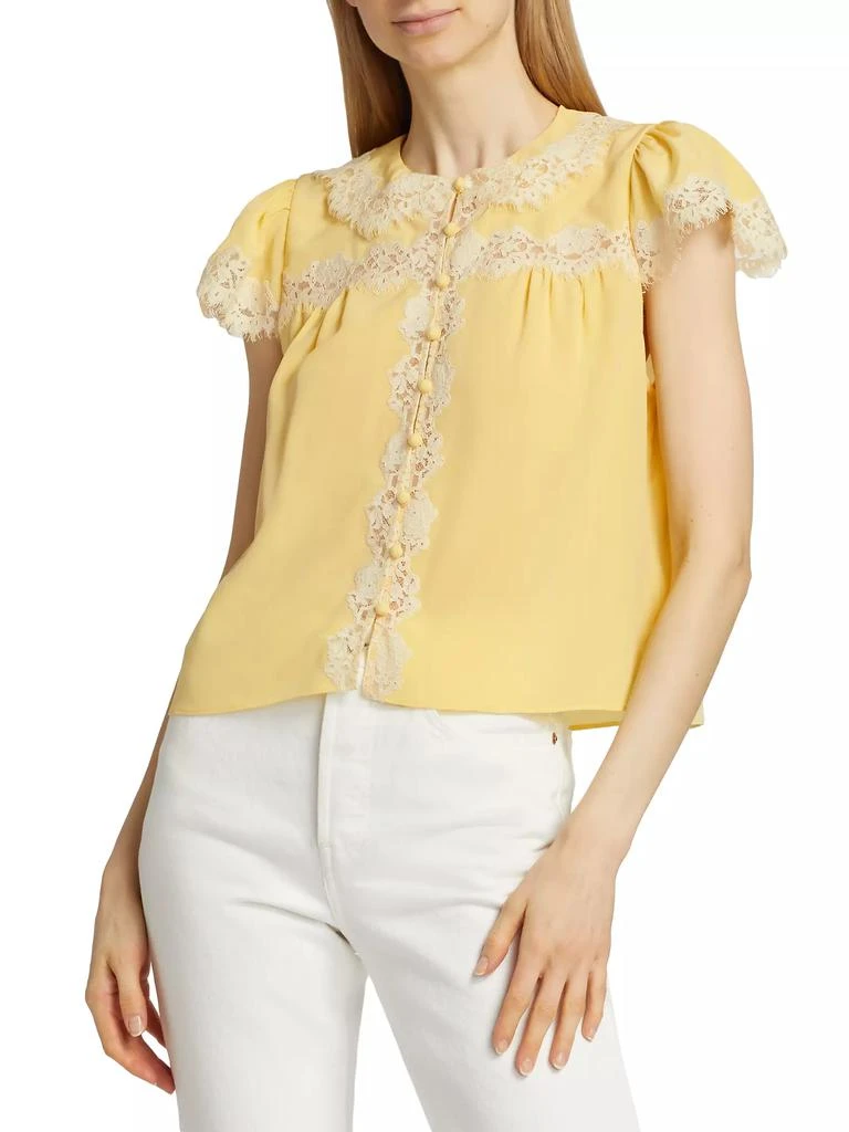 DÔEN Josephine Lace-Trim Silk Blouse 3