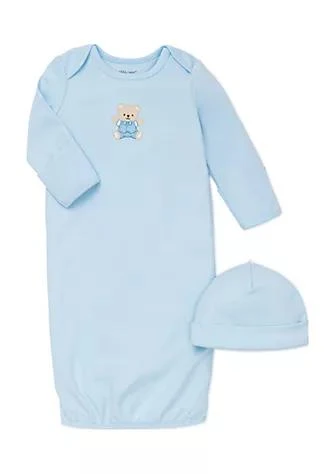 Little Me 2-Piece Cut Bear Gown and Hat Set