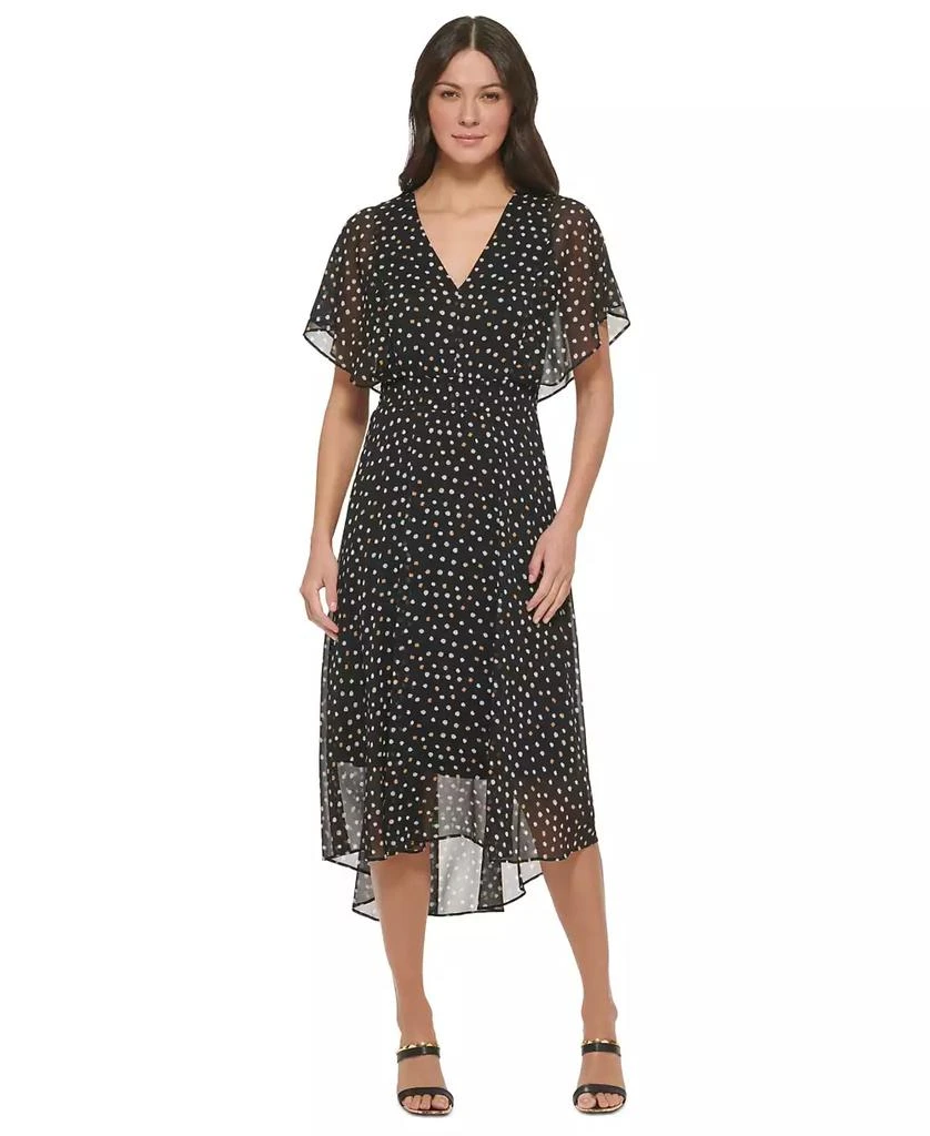 Dkny Womens Printed Fit Flare Mini Dress Black Size 8 main image 0