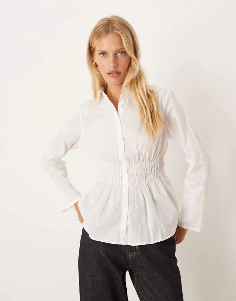 Cotton On Cotton On Gathered long sleeve shirt in white 1