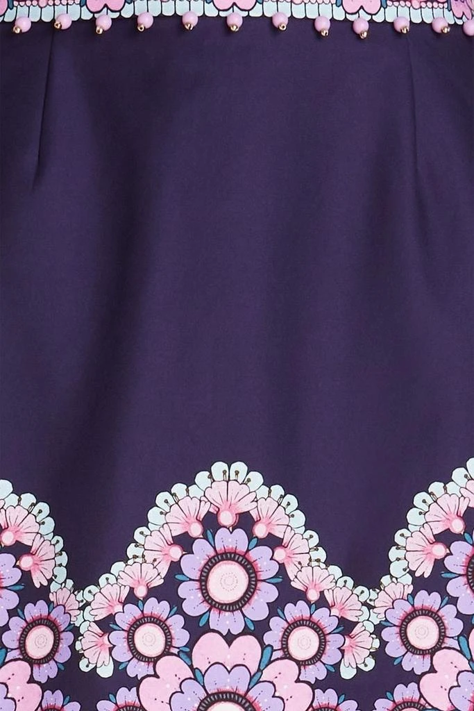 Zimmermann Embellished printed cotton and silk-blend twill mini skirt 4