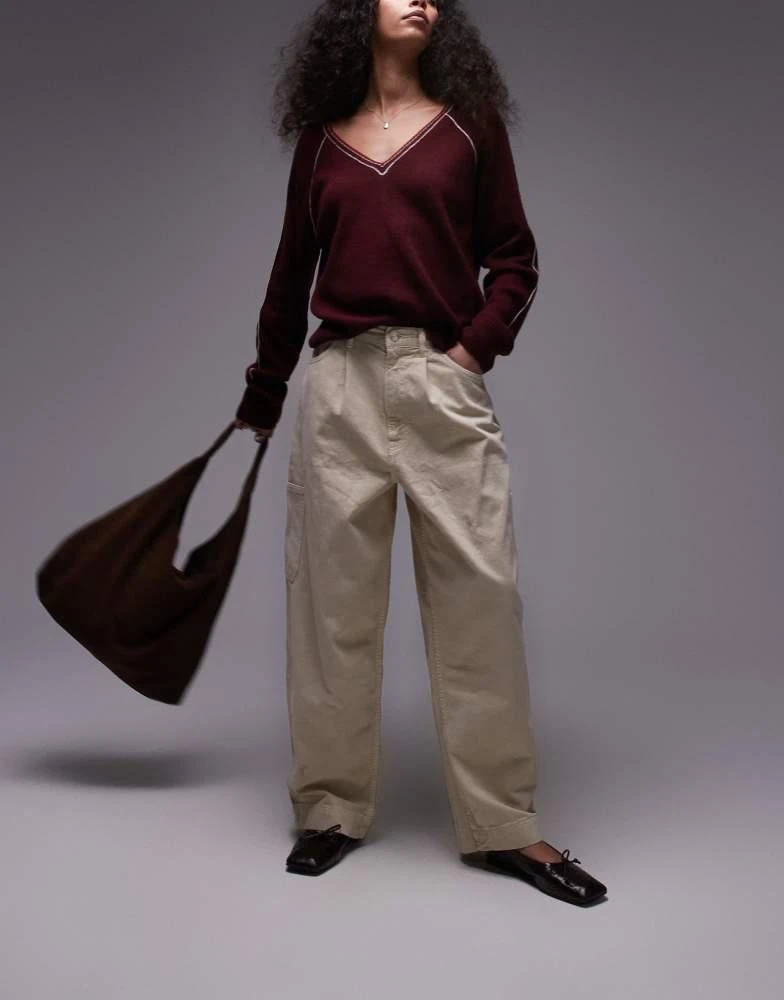 Topshop Topshop smart cargo trouser in beige 1
