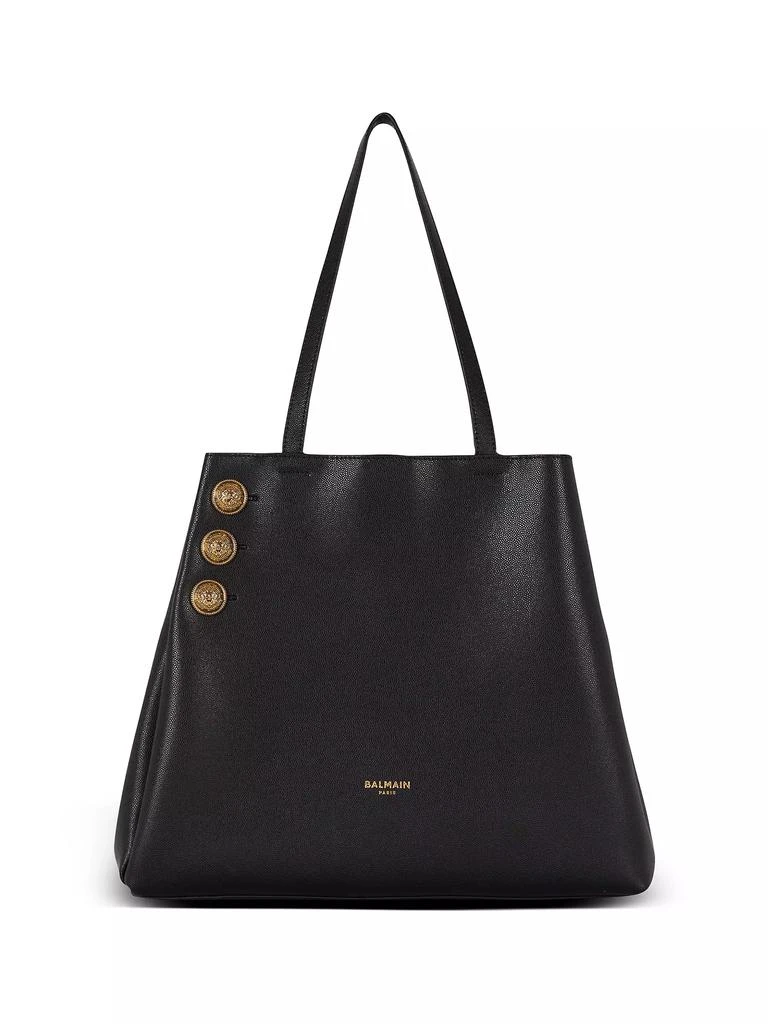 Balmain Emblème Grained Leather Tote Bag 7