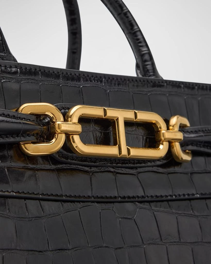 Tom Ford Small Top-Handle Bag in Shiny Croc-Print Leather 7
