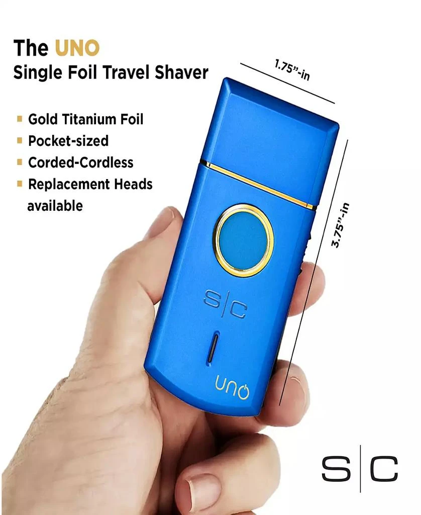StyleCraft Professional Uno Travel Sized Single USB Rechargeable Mens Foil Shaver with Cap - Blue 5