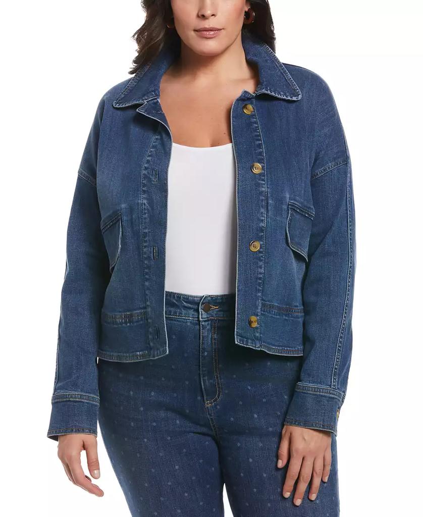 Rafaella Plus Size Cropped Oversized Denim Jacket