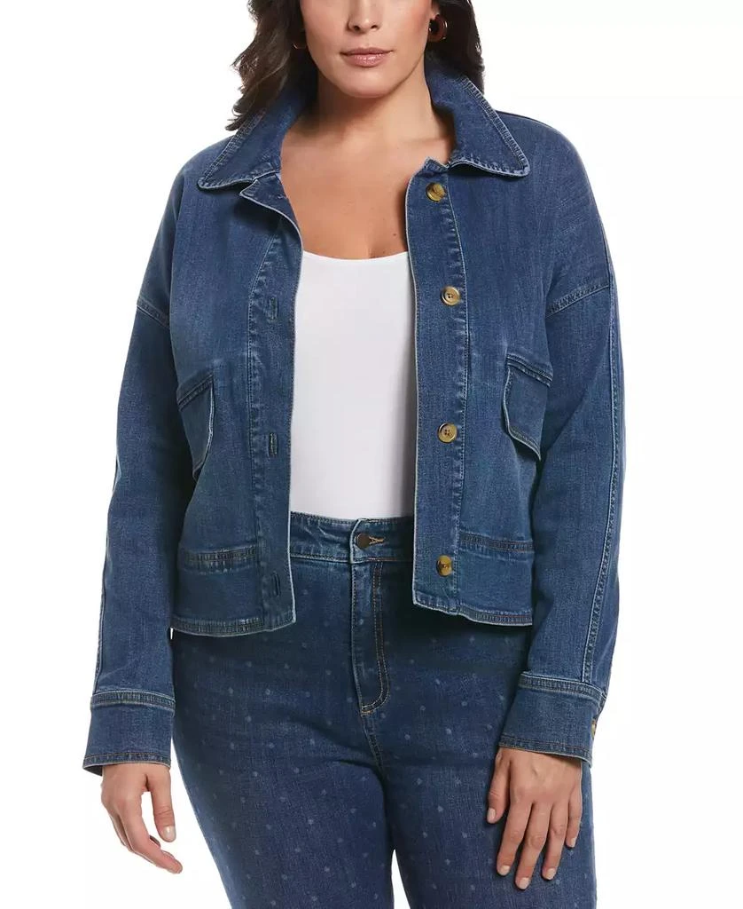 Rafaella Plus Size Cropped Oversized Denim Jacket 1