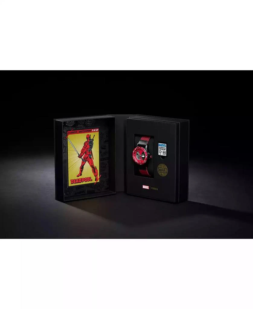 Fossil Unisex Marvel x Limited Edition Automatic Red and Black Nylon and Leather Watch, 42mm 14