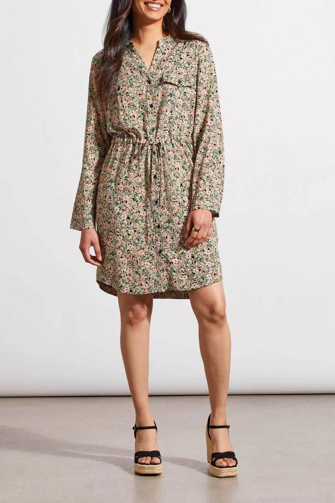 Tribal Tribal - Floral Print Button Down Dress with Drawstring 1