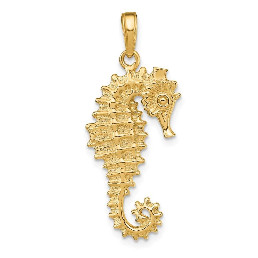 Diamond2Deal 14k Yellow Gold 3-D Seahorse Pendant 3