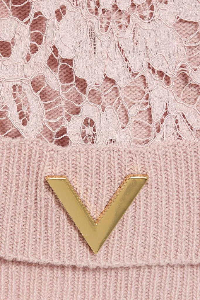Valentino Corded lace-paneled wool and cashmere-blend sweater 4