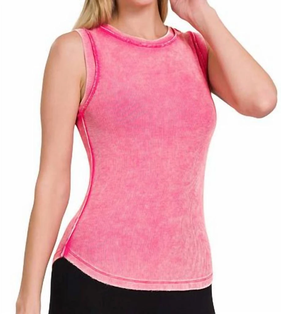 Zenana Zenana - Ribbed Mineral Wash Fitted Tank 1