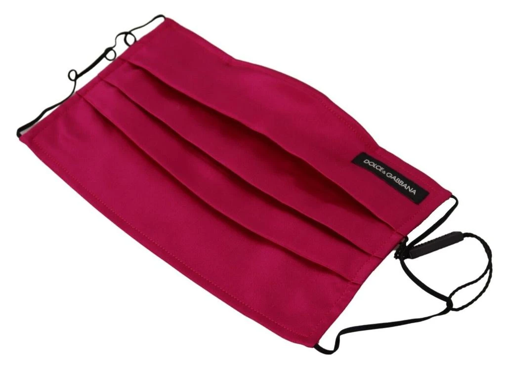 Dolce & Gabbana Dolce & Gabbana Maroon Silk Pleated Elastic Ear Strap One Size Face Mask 4