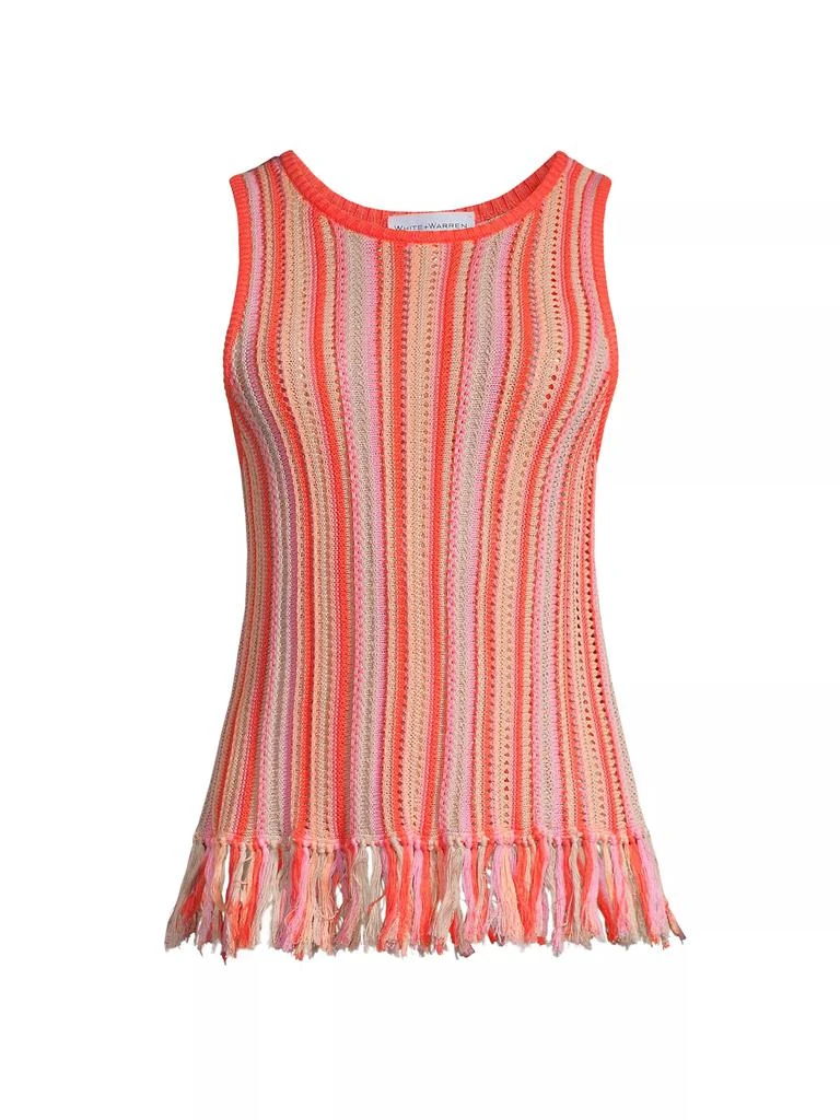 White + Warren Striped Crochet Tank 1