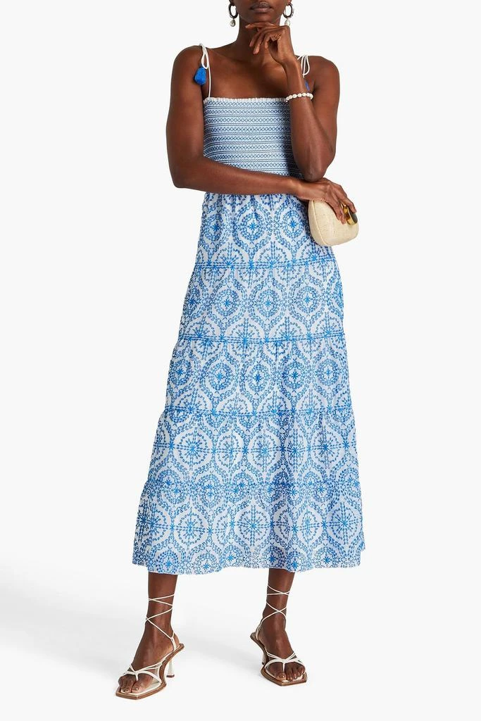 Alice + Olivia Marna smocked broderie anglaise midi dress 2