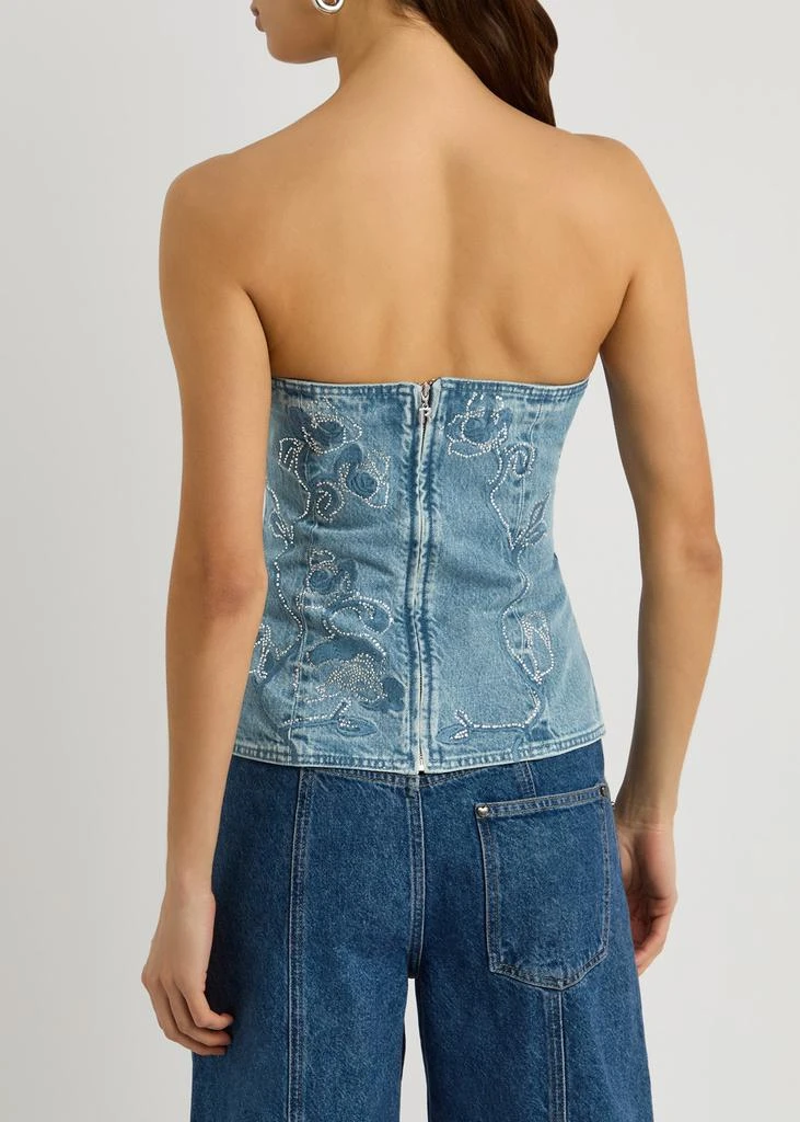 ROTATE SUNDAY Rhinestone strapless denim corset top 3