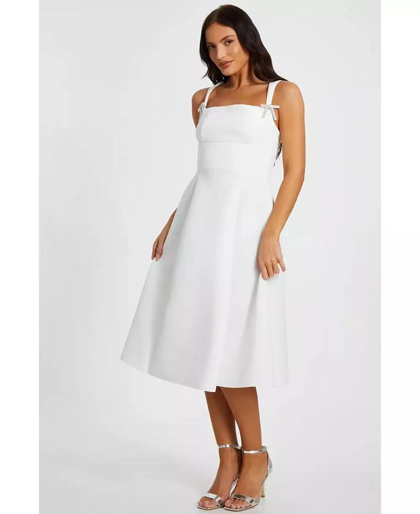 knee length dresses for ladies Blue Stretchy Sleeveless Summer Skater Midi Dress