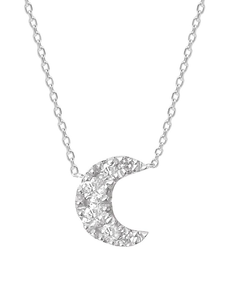 DJULA Magic Touch 18K White Gold & Diamond Moon Pendant Necklace