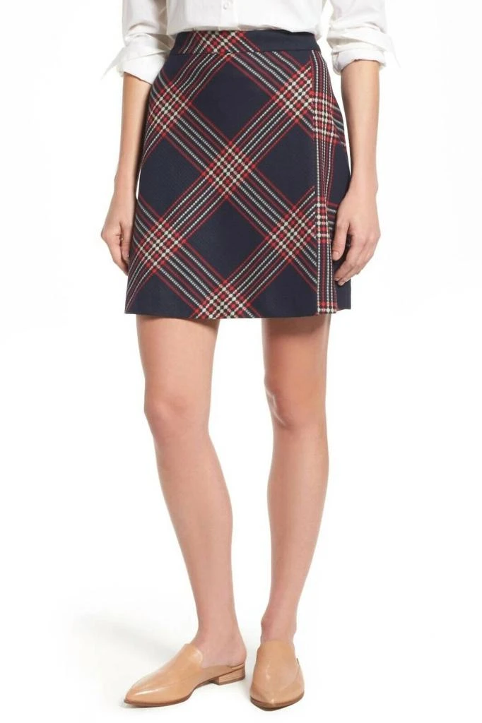 Halogen Halogen - Plaid Tweed A Line Faux Wrap Mini Skirt 1