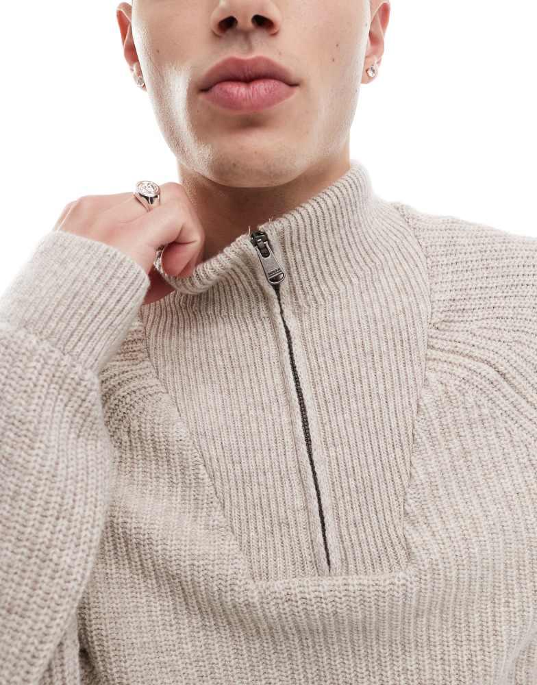 Barbour Barbour International Chester funnel knit jumper in cream
