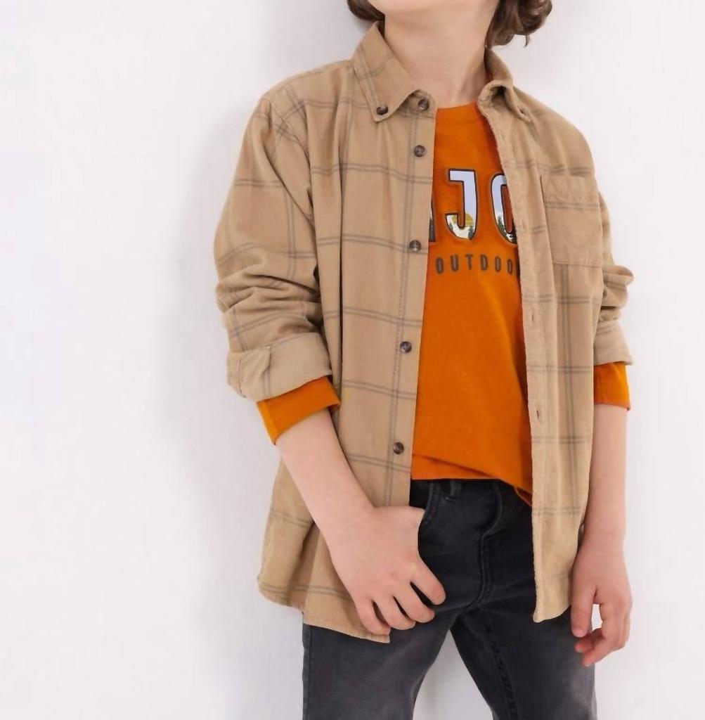 MAYORAL Boy's Corduroy Overshirt In Tan