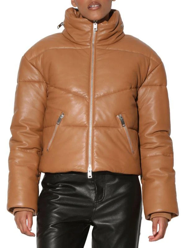 Walter Baker Edwina Leather Boxy Fit Puffer Jacket 1