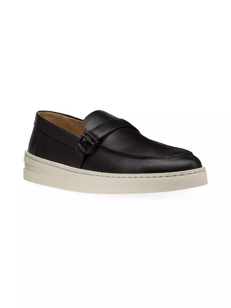 Stuart Weitzman Hamptons Leather Buckle Loafers